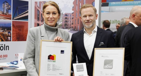 nyoo-Projekt „DUI 76“ von der DGNB mit Platin und als erstes großes Wohnprojekt in Deutschland mit dem QNG-Siegel zertifiziert 