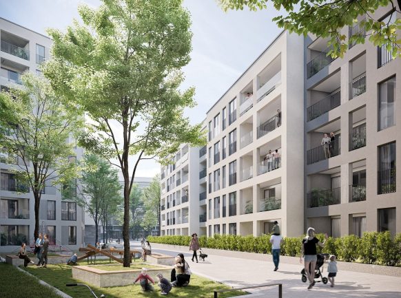 „Literatur Quartier“ in Essen nimmt Gestalt an: Richtfest für 236 zum Teil öffentlich geförderte Wohnungen im gemischt genutzten Quartier